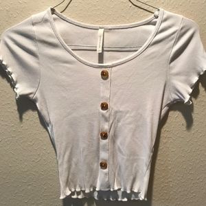 White button down crop top